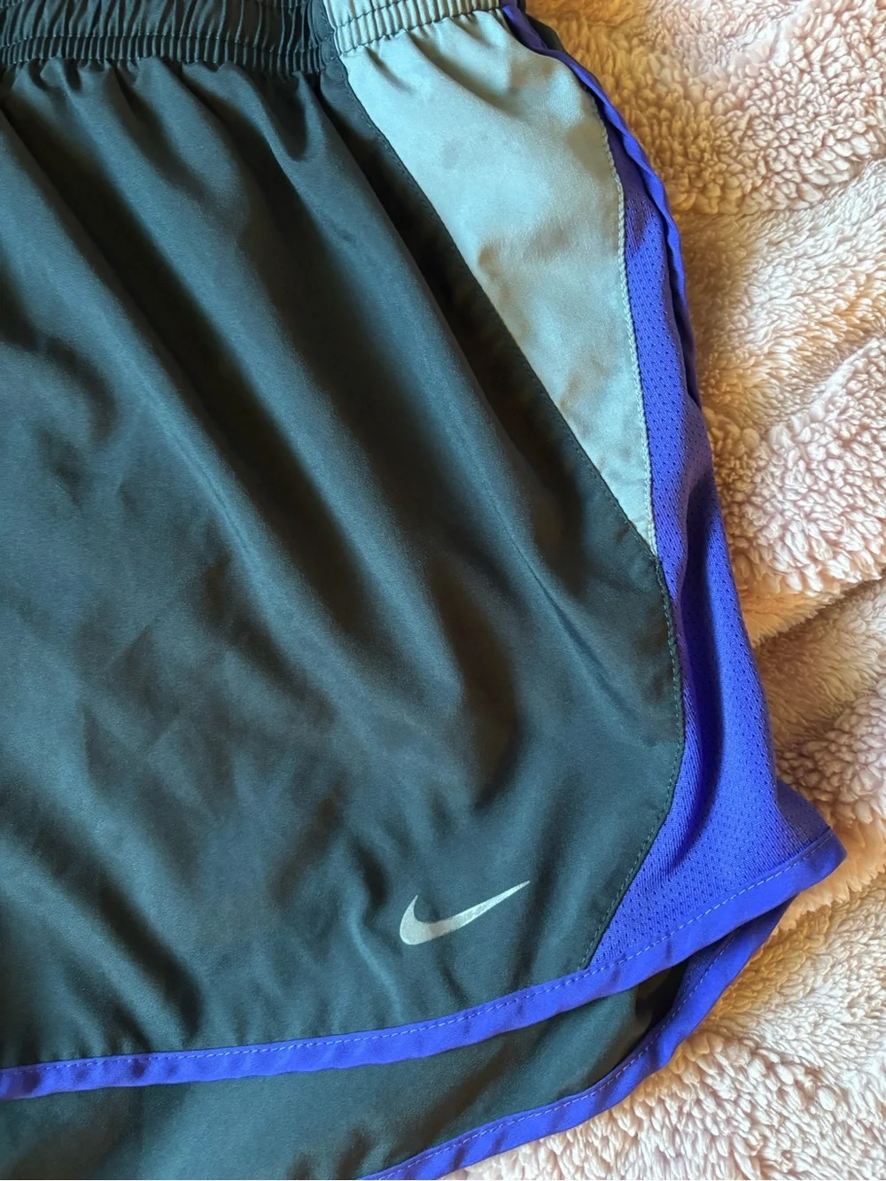 Nike Black and Purple Dri-FIT Athletic Shorts